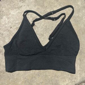Black Lululemon V Neck Sports Bra